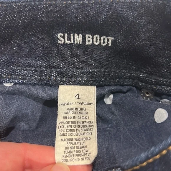 American Eagle Slim Boot Cut Blue Jean Feathering Low Rise Size 4 Regular L32 - Picture 6 of 10